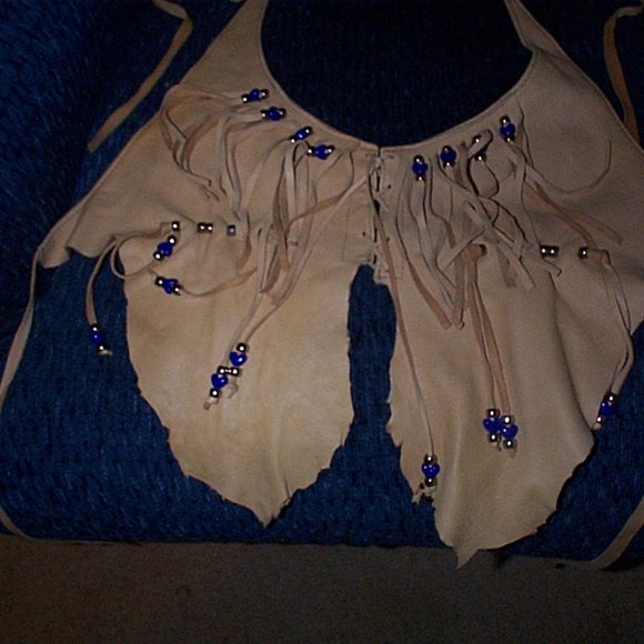 Ladies Biker chic leather halter top vest - Picture 2 of 2